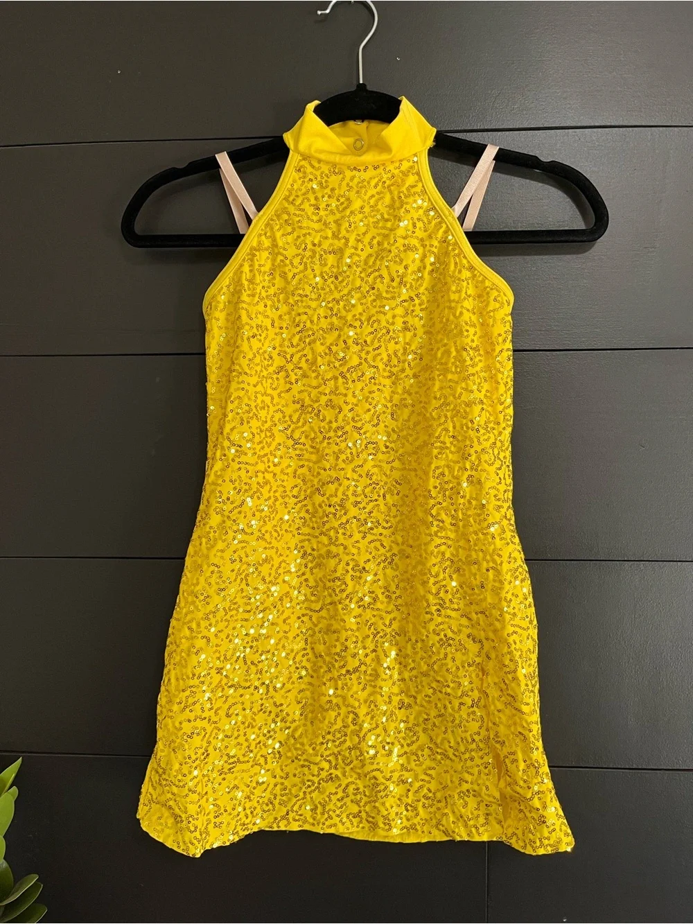 WEISSMAN Sequin Yellow Child Medium Mini Dress Costume Dance EUC